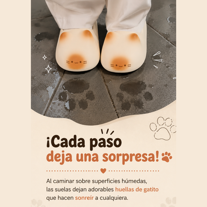 Pantuflas Con Huellas De Gato