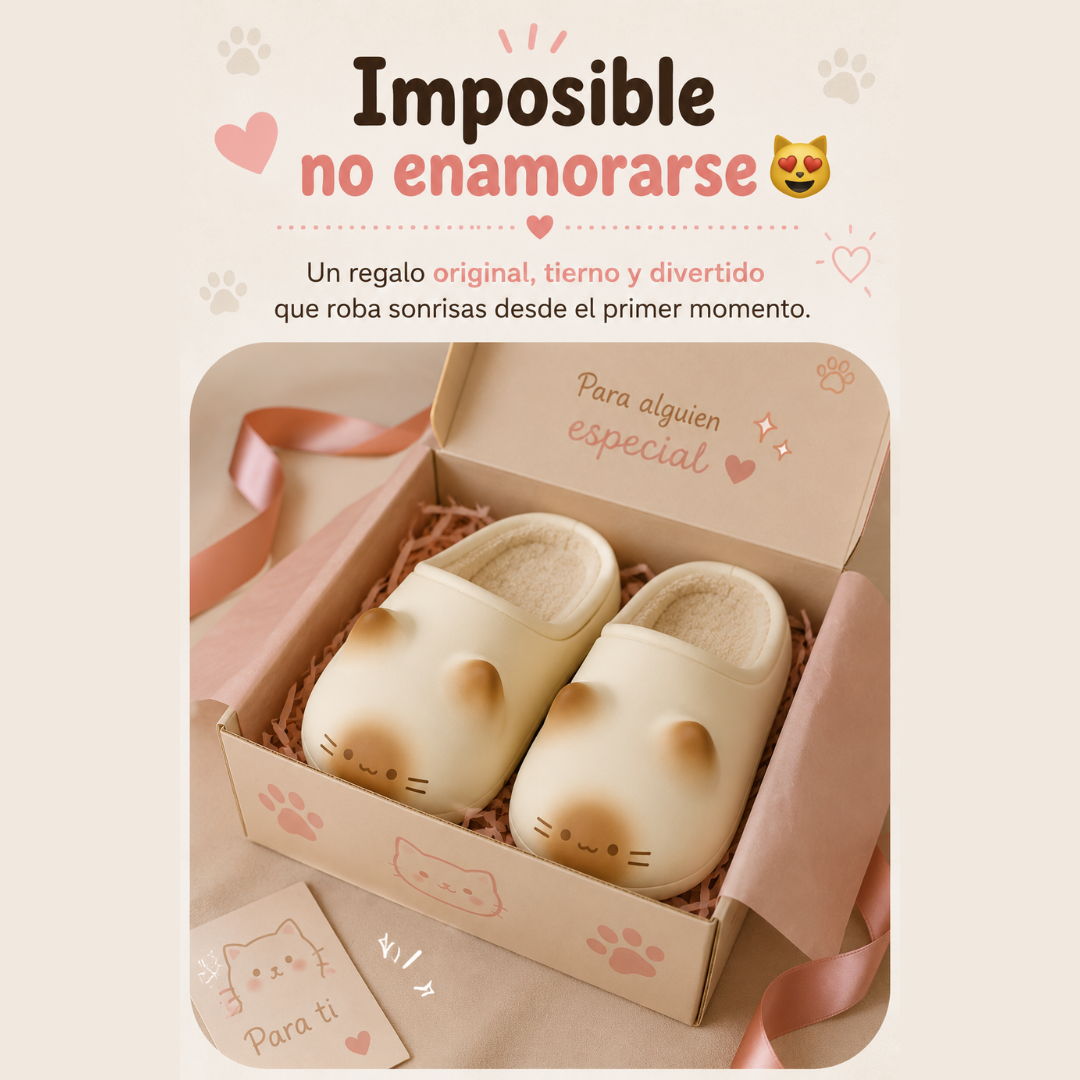 Pantuflas Con Huellas De Gato